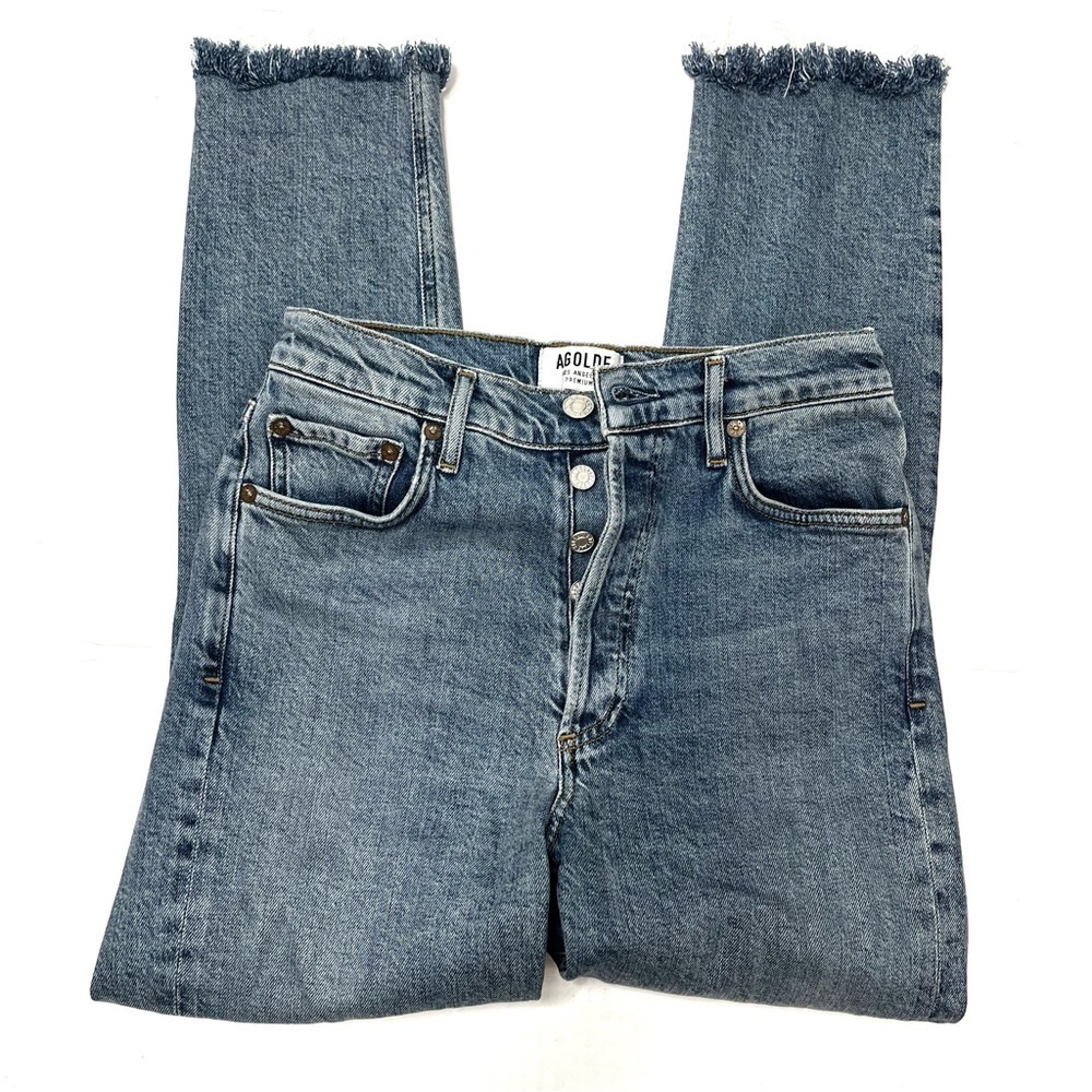 Agolde Nico Button Fly Frayed Hem Jeans